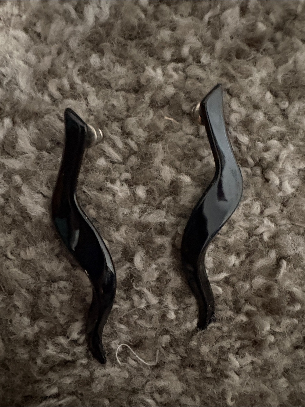 Black Wavy Sculptural Stud Earrings